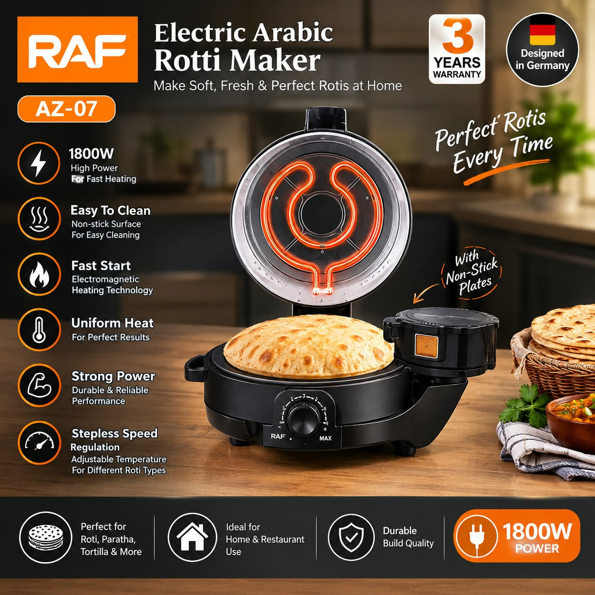 RAF ELECTRIC Arabic roti Maker-1800W