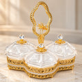Elegant 3-Portion Gold & Crystal Serving Box